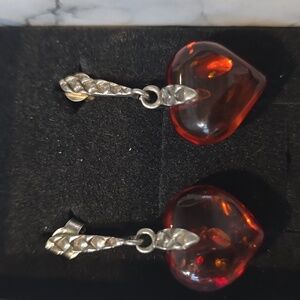 Amber  925 earrings